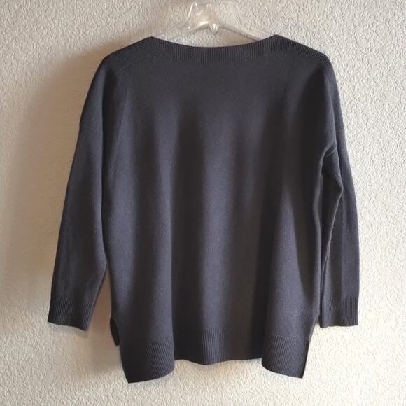 Cynthia Rowley 100% 2-ply Cashmere Taupe Gray Boxy Knit Boat-neck Sweater M - Picture 3 of 12